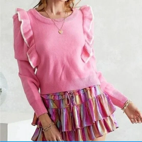 Pants store pink ruffle sweater - Picture 3 of 8